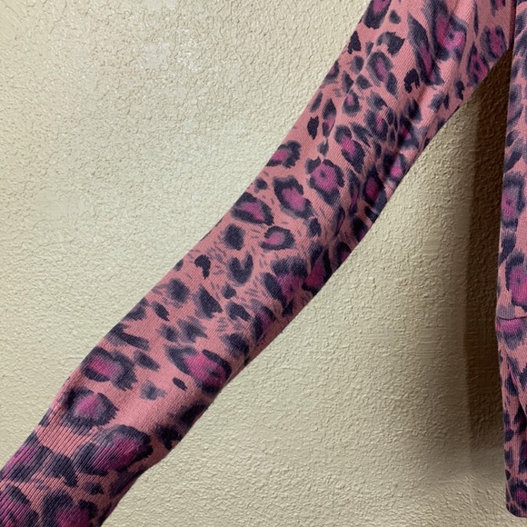 Boston Proper Sweater Open Cardigan S Animal Print Pink Purple Gray - Picture 4 of 14